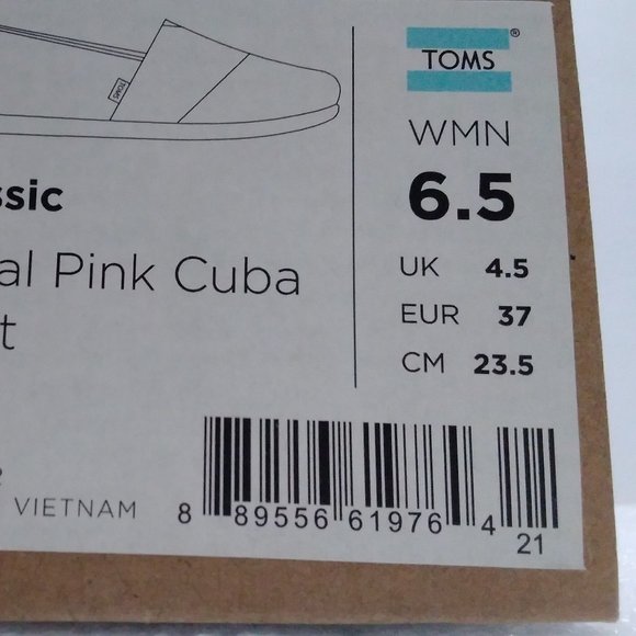 TOMS CLASSIC CORAL PINK CUBA SIZE-6.5 COD/88 - Picture 12 of 12